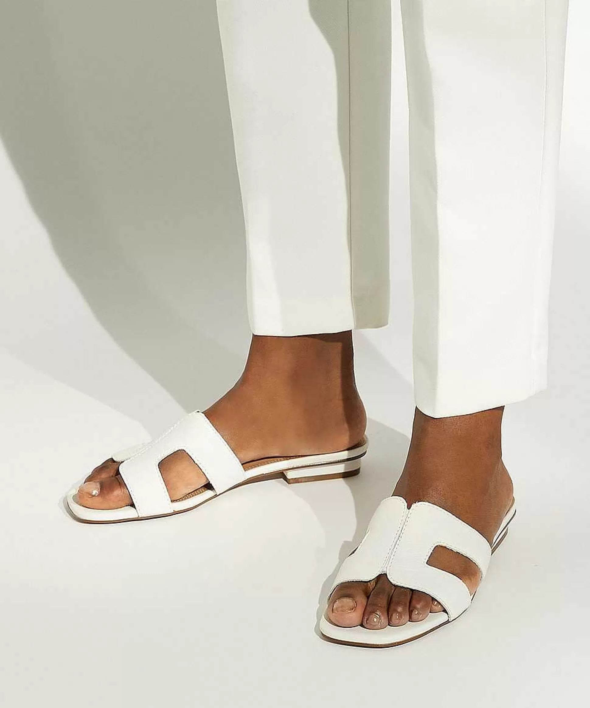 Dune London LOUPE - WHITE-Women Flat Sandals | Wide Fit Sandals